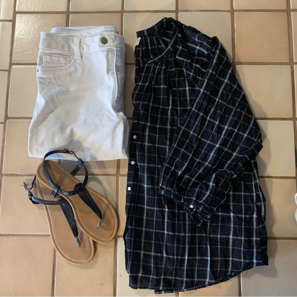 OLD NAVY Black and White Checkered Shirt